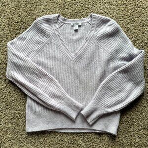 Athleta Layover Merino Wool Light Purple ‎ V-Neck Sweater Size Large